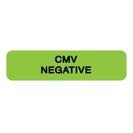 Nevs Label, CMV Negative 5/16" x 1-1/4" Green w/Black LBW-0001